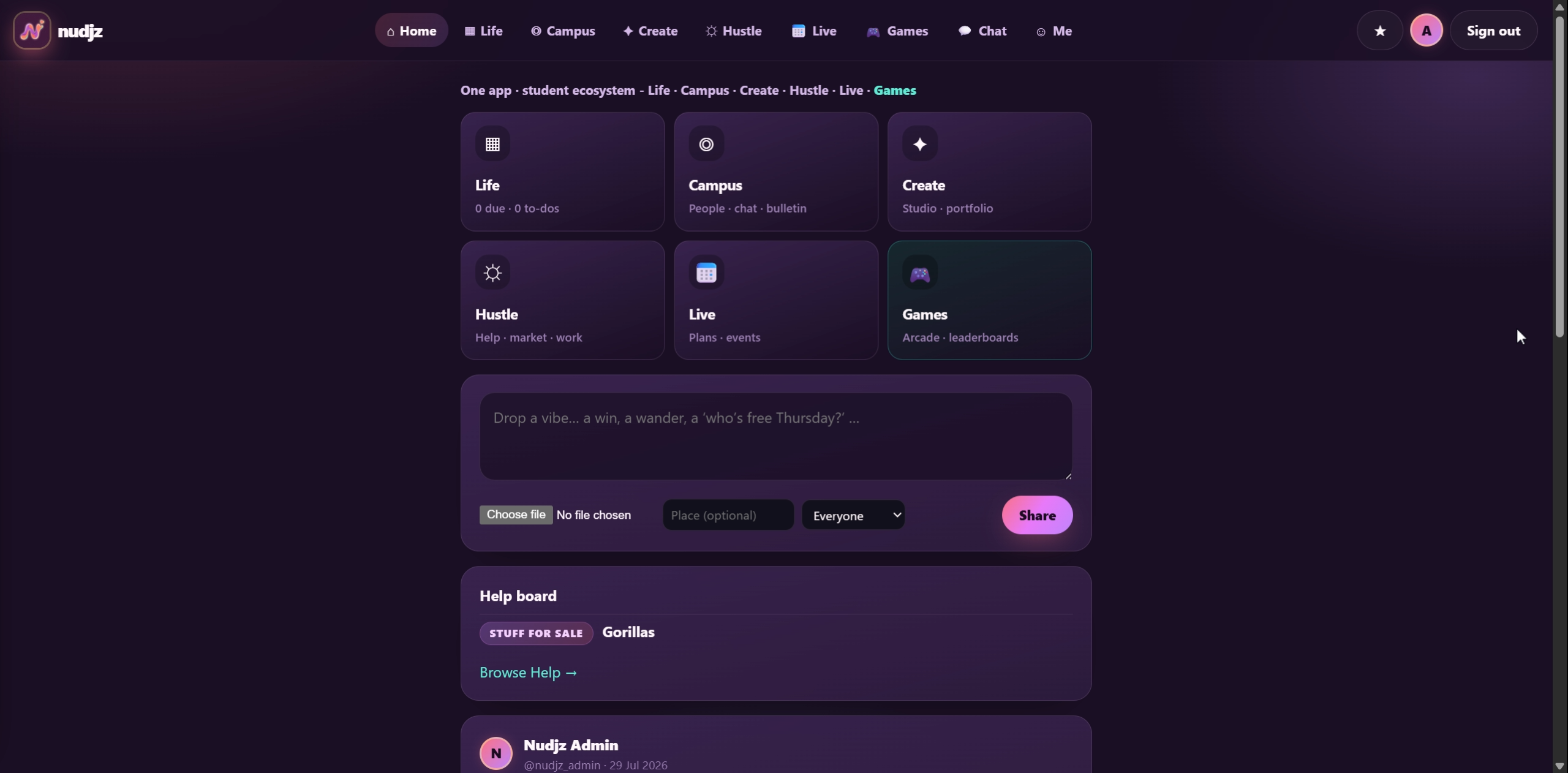 Nudjz - Student Hub for Studio, Plans & Safe Chat — Product